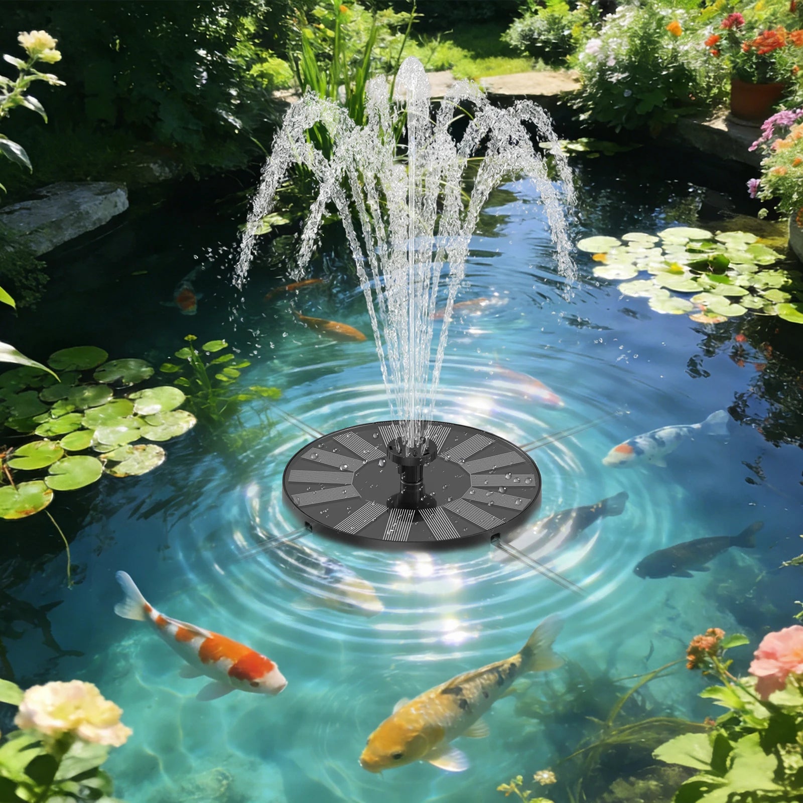 1.4W Solar Water Fountain Bird Bath Pump with 6*Nozzle&4*Crash Bar Durable Powerful, Perfect for Bird Bath Garden Pool Aquarium Oasis Select