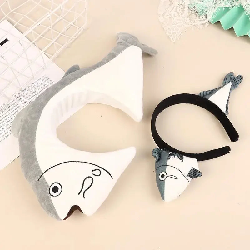 Popular Cute Fish Shape Hairband Wash Face Hair Accessory For Girls Cute Plush Salted Fish Hair Hoop Wash Face Hair Clips Oasis Select