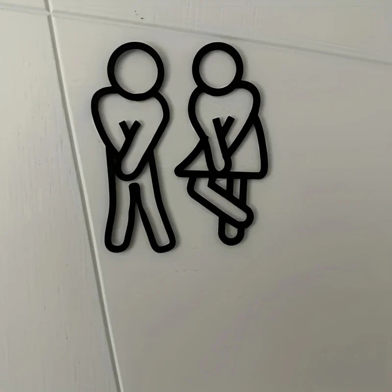 Funny Bathroom Signs for Men Women Creative 2D Flat Restroom Door Decor Restaurant Hotel Cafe Toilet Signage Wall Sticker Oasis Select