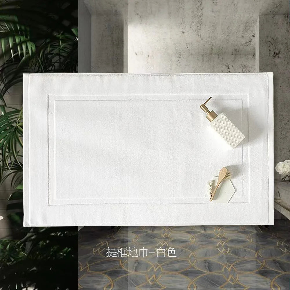 White Floor Towel Thicken Jacquard SPA Bathroom Mat Hotel Home Grey Bath Mats 100%Cotton Non-Slip Water Absorption Bathtub Towel Oasis Select WHITE 50x80cm