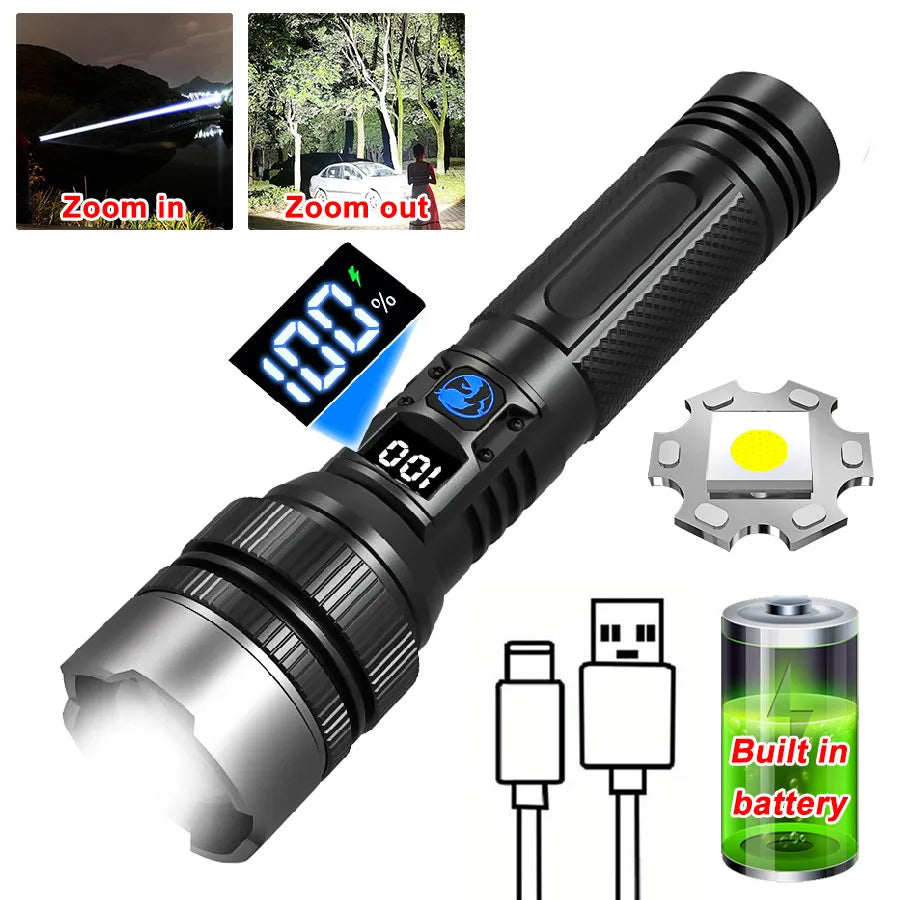 Ultra Bright Led Flashlight Rechargeable Lantern Portable Zoomable Lighting Torch Light for Outdoor Camping Fishing Cycling Lamp Oasis Select