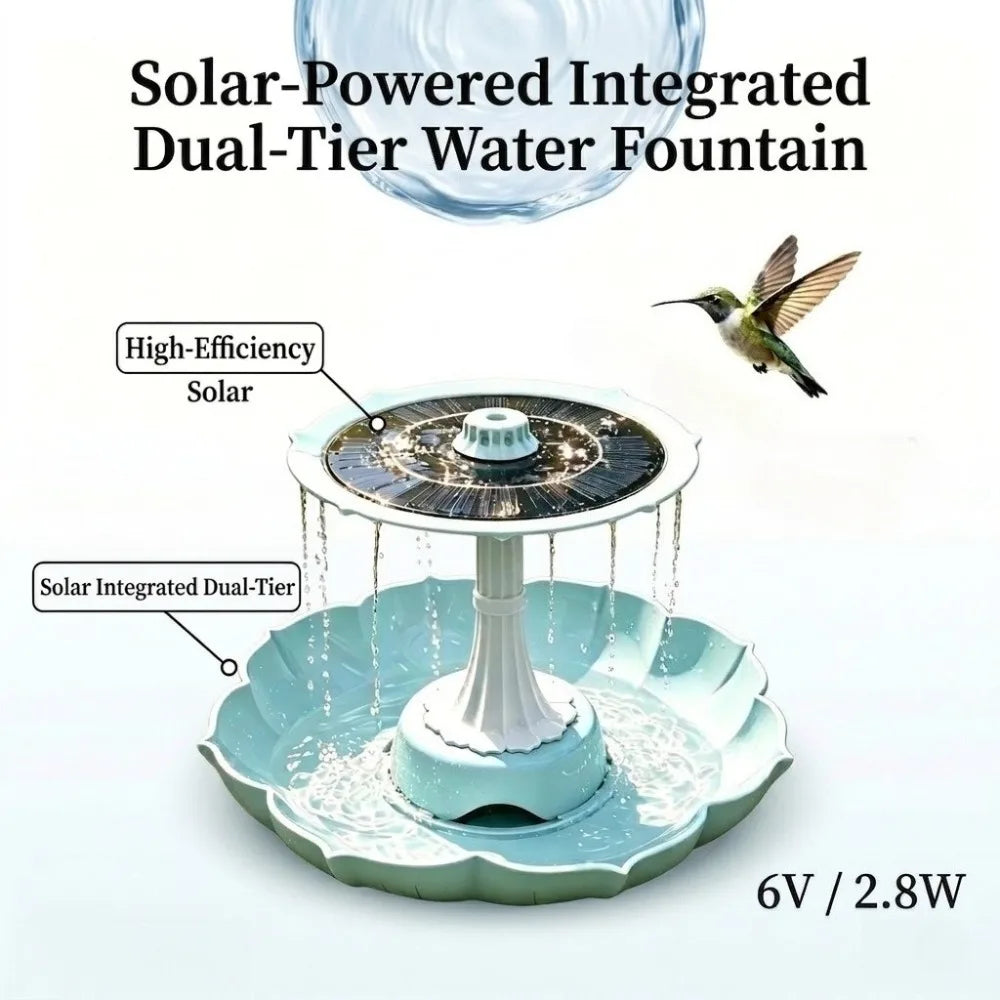 2.8W Solar Fountain Dual-Tier Bird Bath Bird Feeder Fountain Detachable, DIY Water Landscape for Outdoor Garden Pond Bird Bath Oasis Select