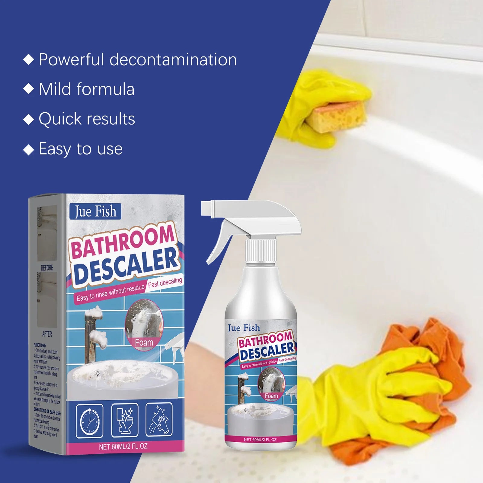 Stubborn Stains Cleaner Quickly Remove Bathroom Foam Cleaner Spray Descaling Cleaning Agent for Glass Wash Basin Stainless Steel Oasis Select