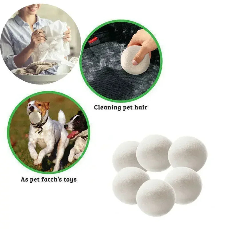 3/6-Pack Wool Dryer Balls Handmade Drying Balls Dryer Reusable Natural Fabric Softener Reduce Wrinkles and Decrease Drying Time