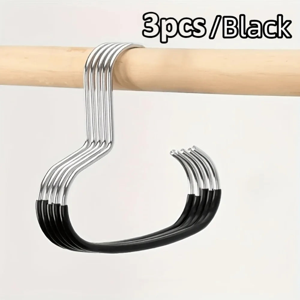 3/5pcs Stainless Steel Hat Hanger Hooks,Non-Slip Round Ring Closet Organizer for Hats Scarves,Space-Saving Wardrobe Storage Hook Oasis Select 3pcs black