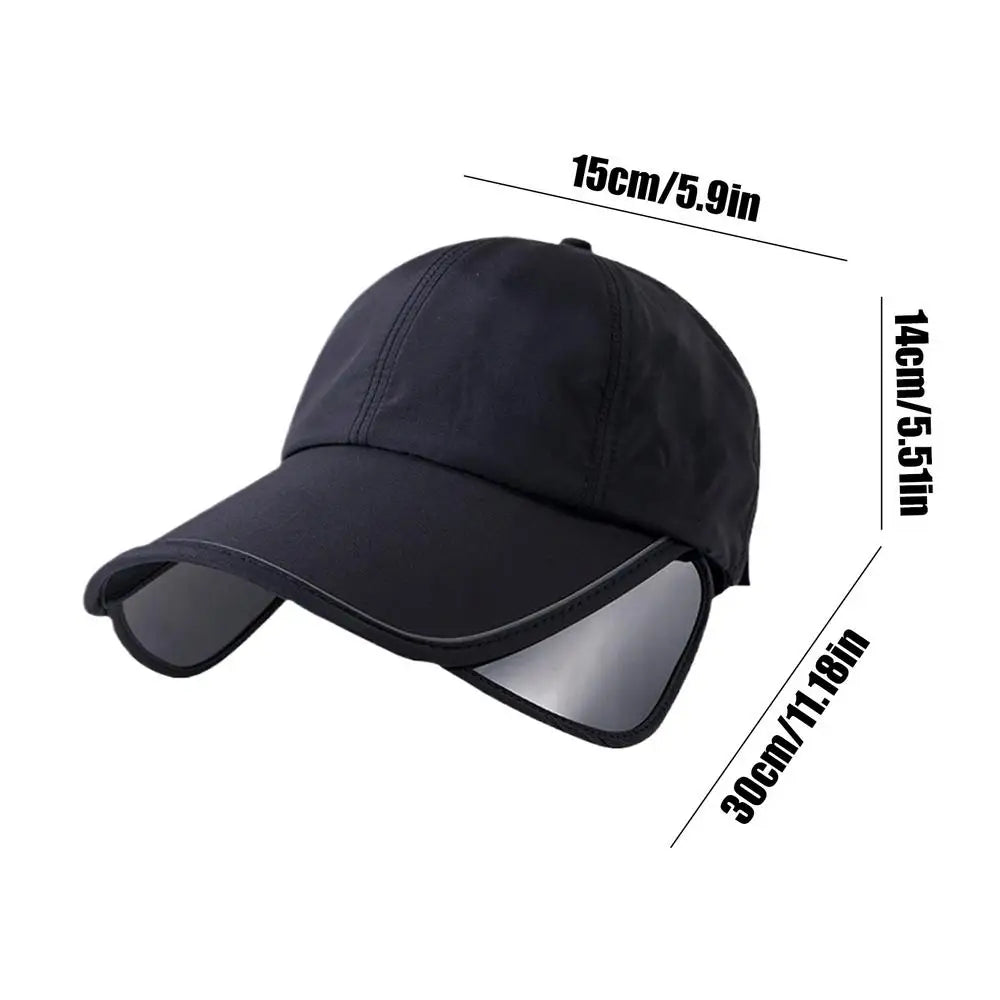 Sunscreen Hats Widened Brim Summer Sun Hat Outdoor Big Brim Cap Breathable Fishing Hat Retractable Sunshade UV protection Oasis Select Black
