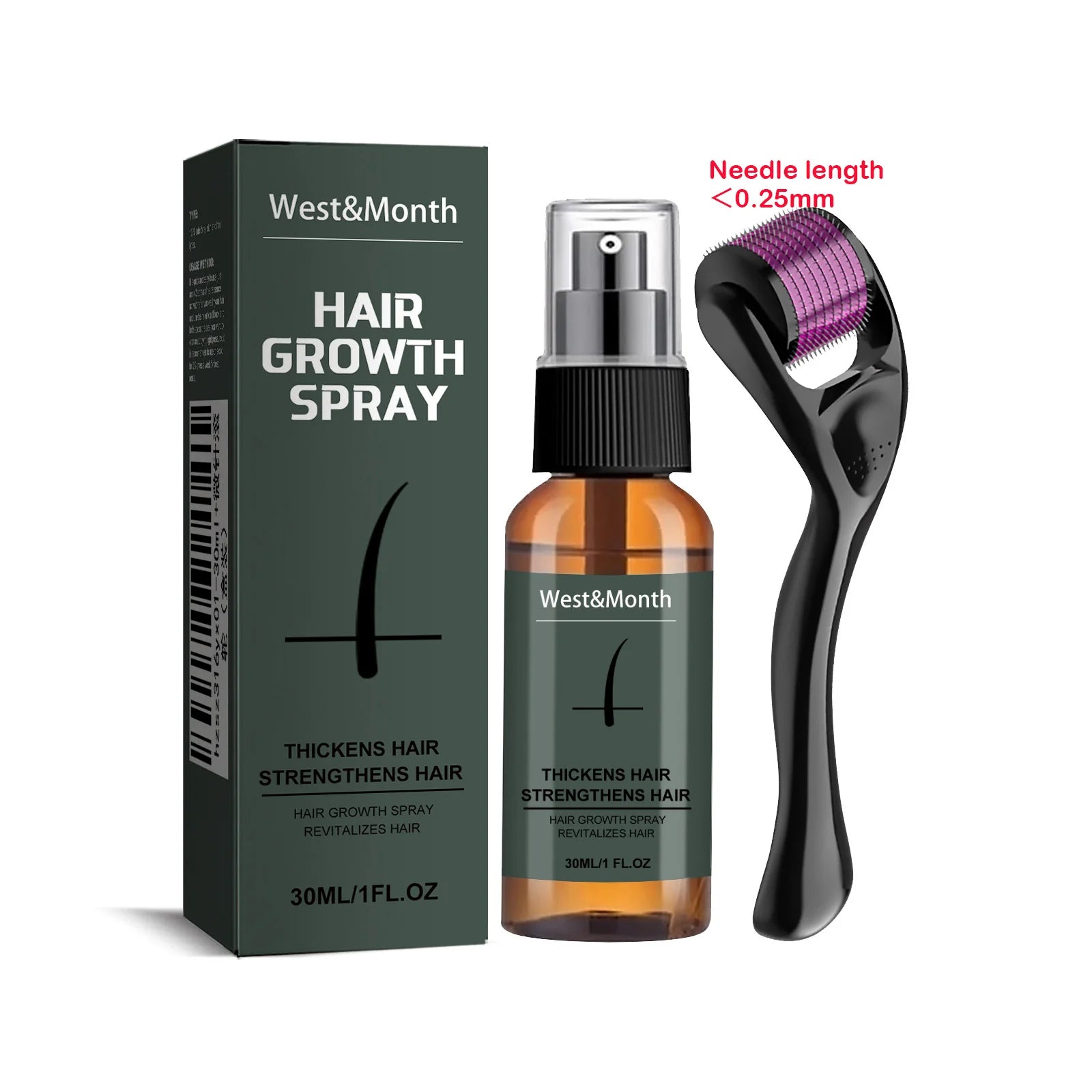 Men's Beard Spray Kit with Micro Roller 0.25mm Moisturizing Thicken Facial Hair Beard Boosting Essence Nourishing Spray Bear Oasis Select 1 Set