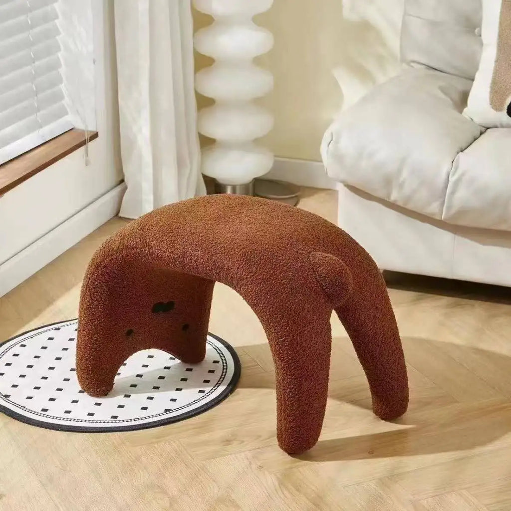 Dressing Chair Armless Plush Entryway Chairs Cute Cat Makeup Room Footrest Vanity Stool for Living Room Bedroom Furniture Oasis Select Coffee