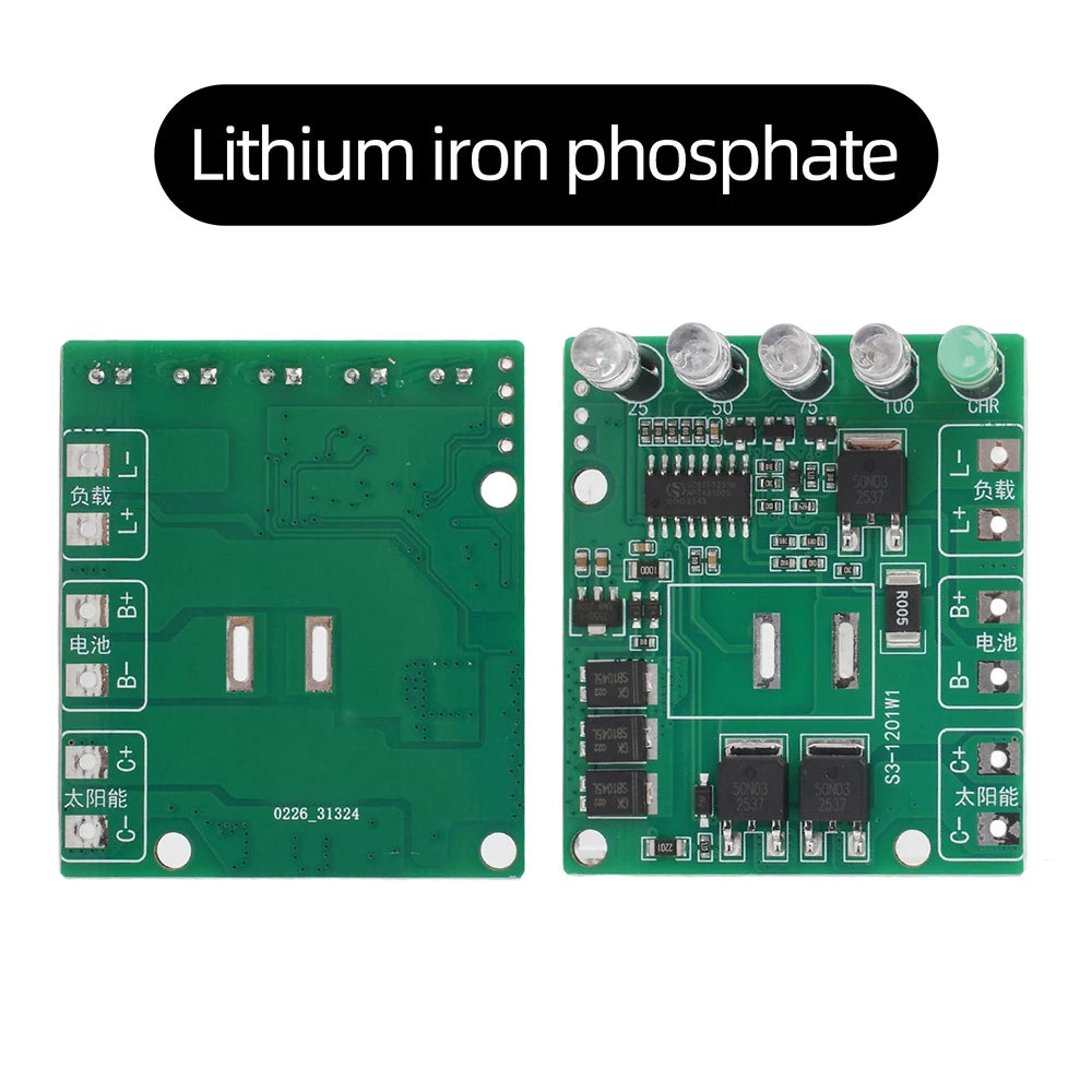 Solar Charge Module 12V 12A Max Intelligent Charging for 12.6V Lithium 14.4V LiFePO4 Battery Multi-Protection LED Indicator Oasis Select LiFePO