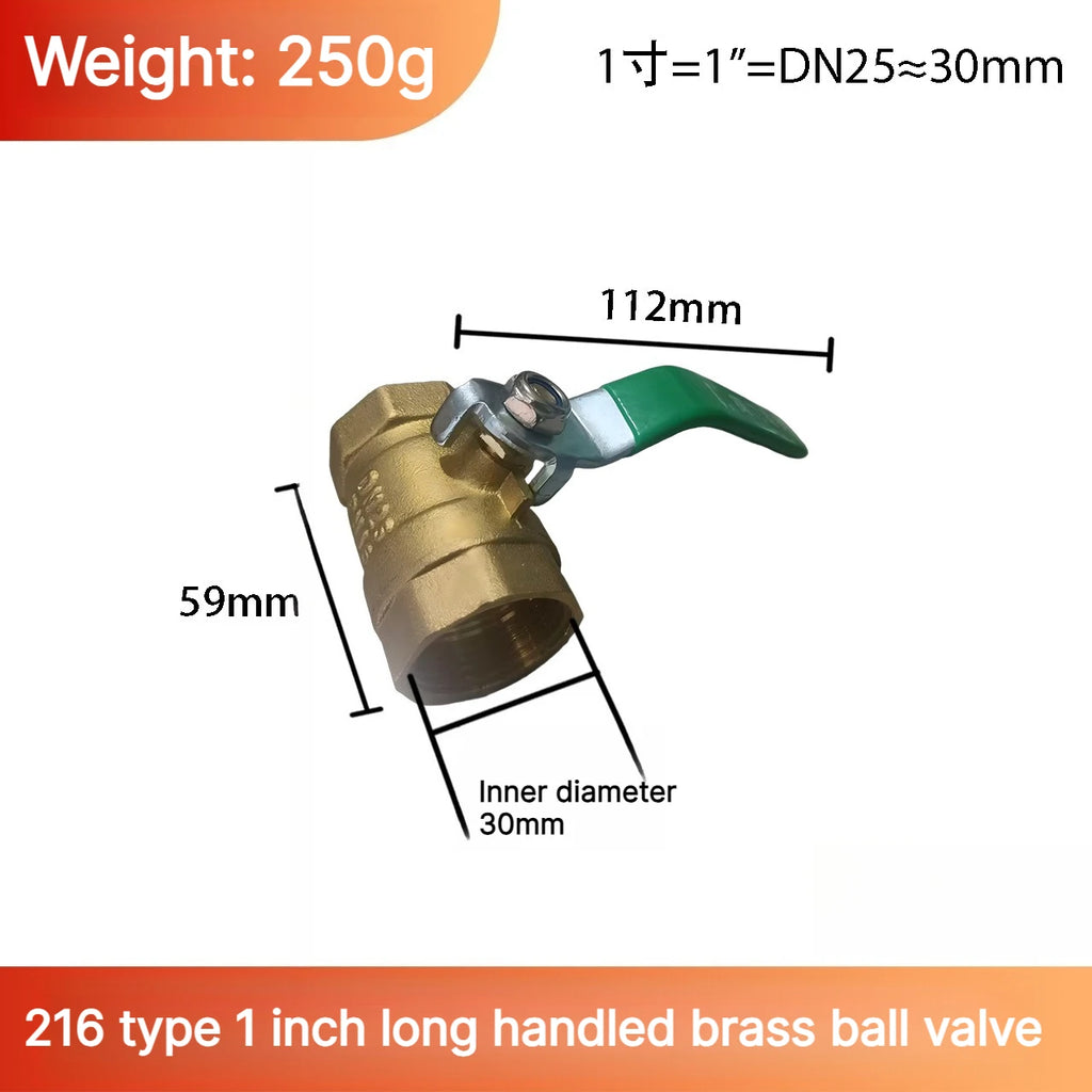 Brass Mini Ball Valve 1/2" 3/4"1inch BSP Type 216 Air Compressor Water Gas Oil Shut Off Valve Thicken Threaded Male To Female Oasis Select DN25 M