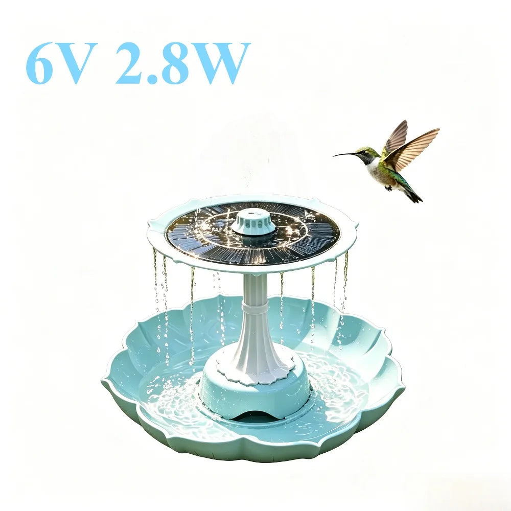 2.8W Solar Fountain Dual-Tier Bird Bath Bird Feeder Fountain Detachable, DIY Water Landscape for Outdoor Garden Pond Bird Bath Oasis Select 2.8W