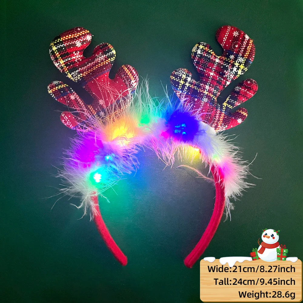 LED Christmas Feather Glow Headband – Kids Party Costume