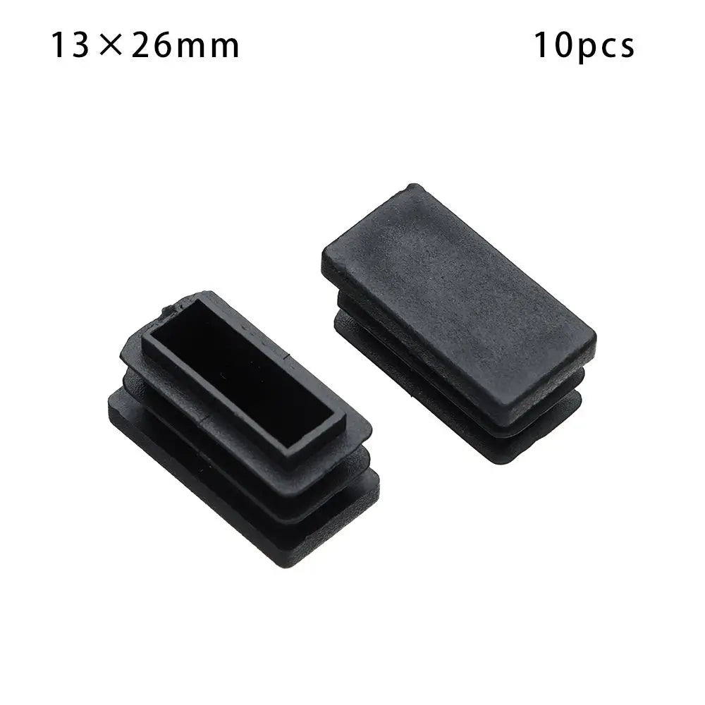 10Pcs Plastic Black Chair Feet Tube Cap Furniture Non-slip Foot Protective Pad Steel Rectangular Tube Plug Dust-Proof Foot Cover Oasis Select 13 26mm