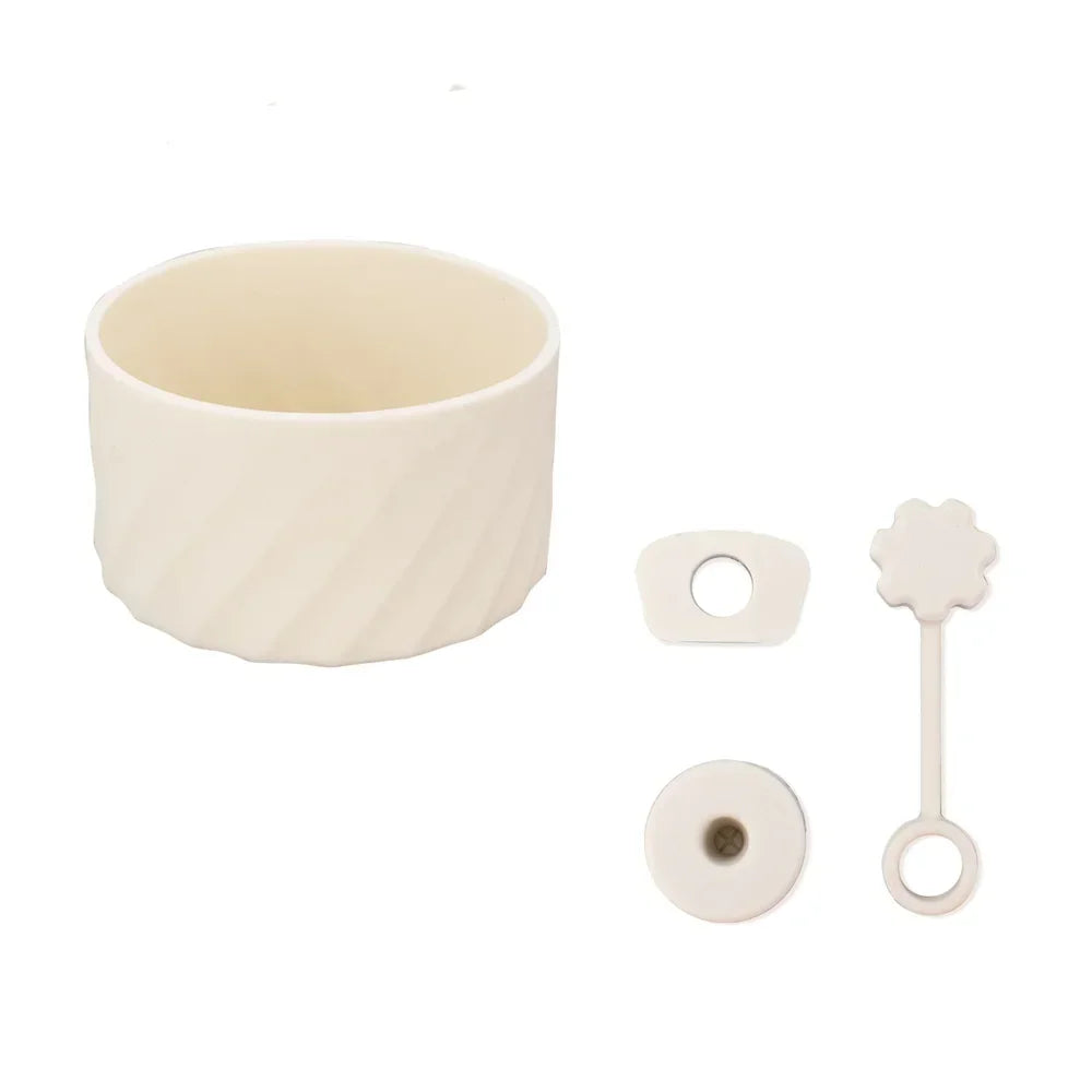 4Pcs Silicone Spill Proof Stopper Set for Stanley 40oz Cup Protective Boot and Straw Covers Reusable Water Bottle Accessories Oasis Select Beige