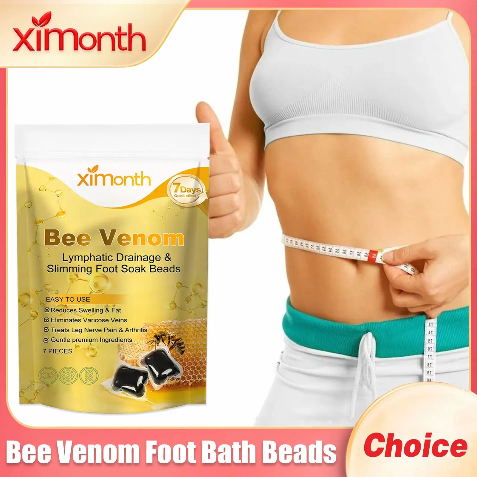 Bee Venom Foot Bath Beads Weight Loss Deeply Cleansing Improve Sleep Relieve Fatigue Remove Odor Feet Detox Soak Beads 7pcs Oasis Select