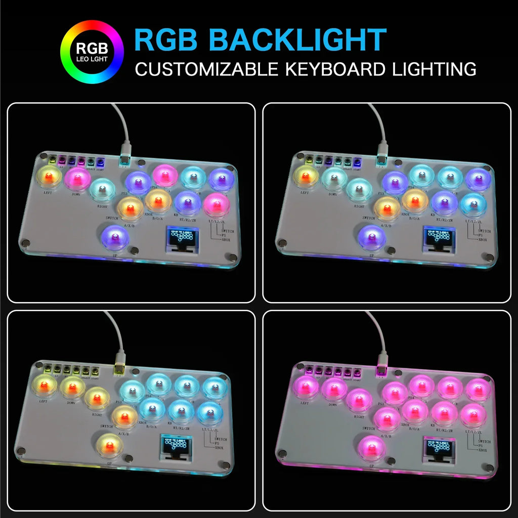 Stickless Arcade Stick 12Keys All-Button Mini Fighting Game Arcade Stick Leverless Controller Fight Sticks for PS3/PS4/PC/Switch Oasis Select