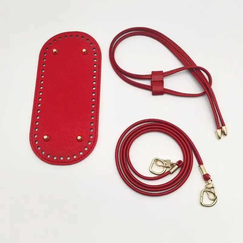 Crochet Handbag DIY Kit – PU Leather Bag Base, Strap & Chain DIY Bag Making Kit Oasis Select Red