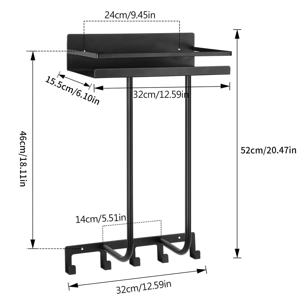 Towel rack Bathroom wall rack Wrought iron toilet wall-mounted bath towel towel storage rack Oasis Select black