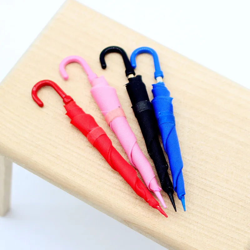 1/4 PCS Dollhouse Mini Umbrella – Realistic 1:12 Non-Opening Dollhouse Accessory for Fairy Garden Paths & Micro Landscapes Oasis Select