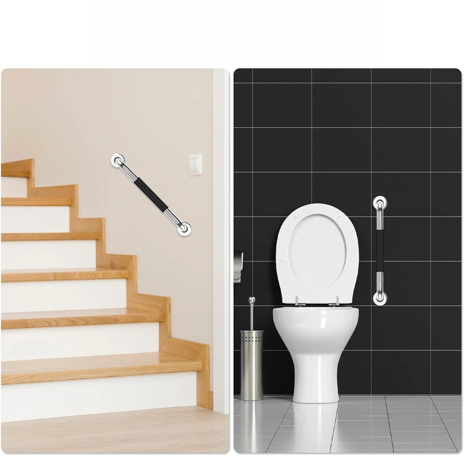 2pcs Heavy-Duty Stainless Steel Bathroom Grab Bar Non-Slip Safety Handle for Shower,Toilet & Wall Support,Stable & Secure Design Oasis Select