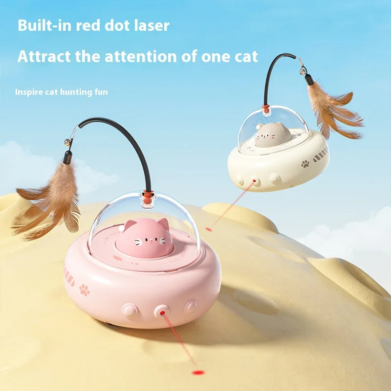 Smart Electric Cat Toy with Auto Rotating Feather Wand - Interactive Self - Playing Pet Toy for Lazy Owners Cat Toys Interactive Oasis Select