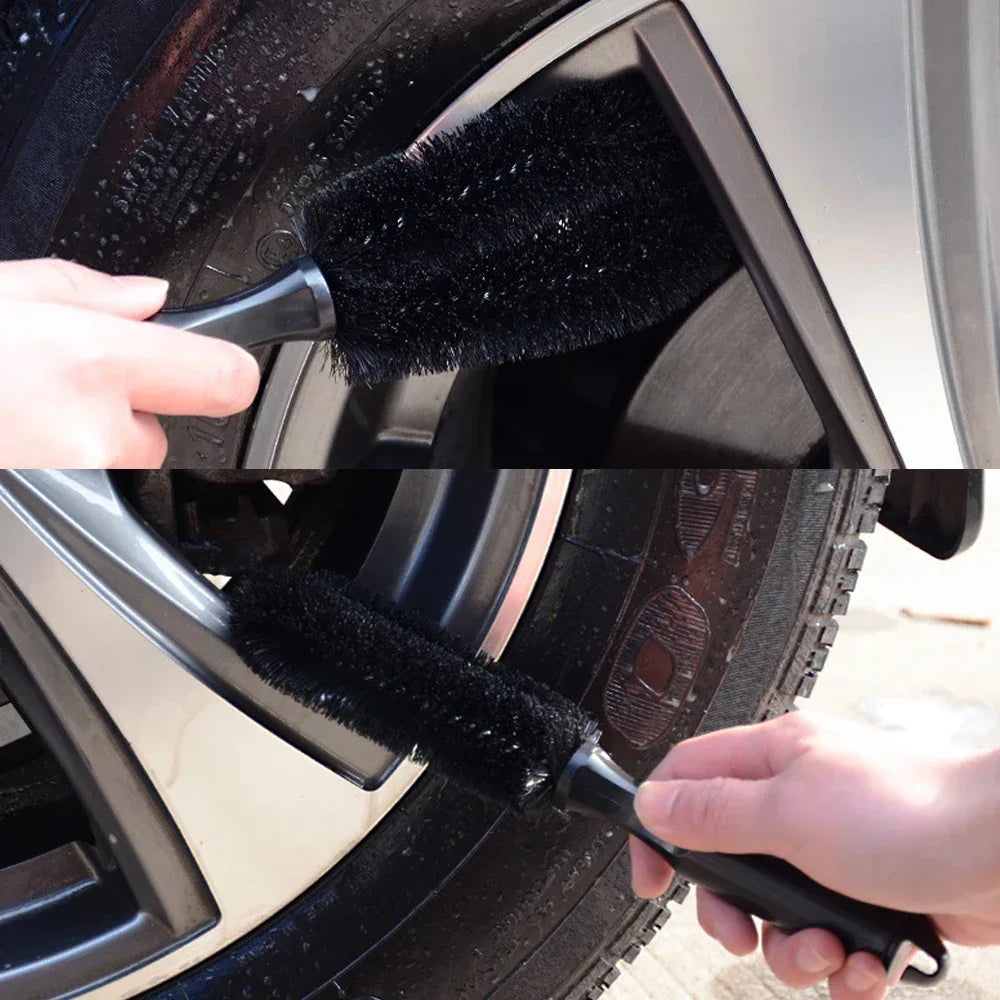 Car Wheel Brush Tire Cleaning Brushes Tools Car Rim Scrubber Cleaner Duster Handle Motorcycle Truck Wheels Car Detailing Brush Oasis Select