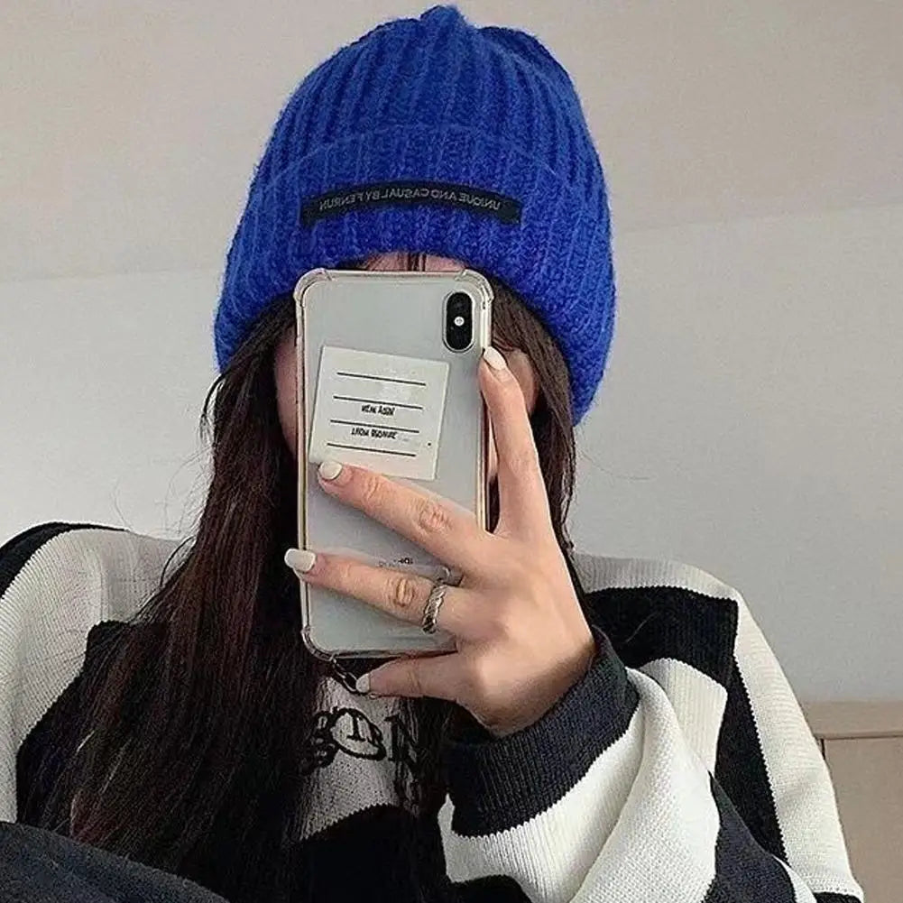 Autumn and winter warm knit hat new hat, women's pile pile ear protection yarn hat, versatile, small face, big head circumferen Oasis Select