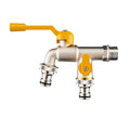 Brass Dual-Outlet Garden Faucet | 1/2" & 3/4" Ball Valve Tap