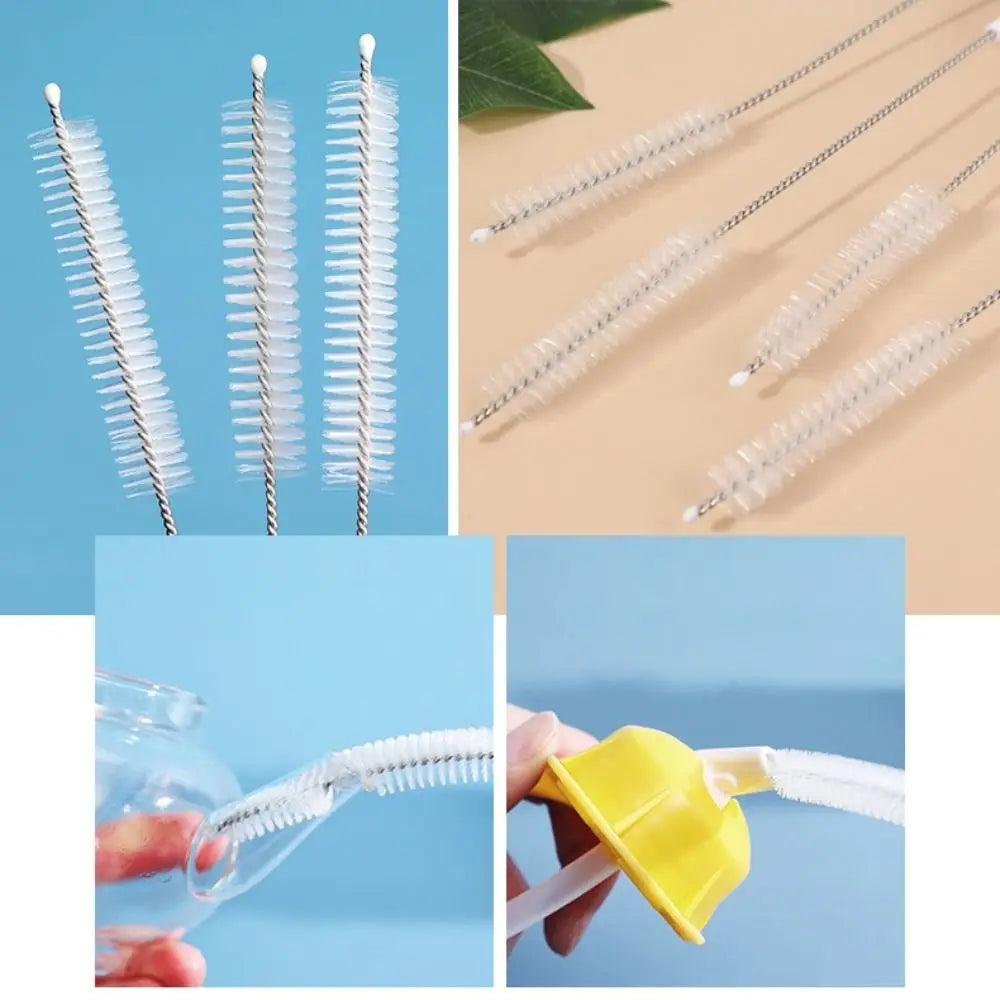 Stainless Steel Nylon Brushes Household Reusable Baby Bottle Cleaner with Long Handle Kitchen Gadgets Straw Cleaning Brush Oasis Select