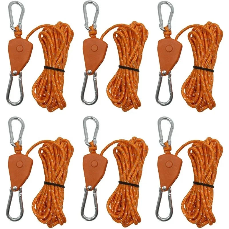 Outdoor Tent Wind Rope Buckle Pulley Ratchet Fastener Multifunctional Awning Hook Camping Tie Down Strap Tightener Oasis Select 6pcs orange