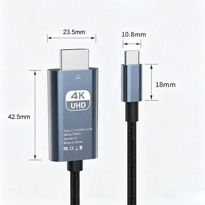 4K 30/60Hz USB C to HDMI Cable Type C Adapter HDTV Converter Cable For iPhone 15 TV Converter MacBook Air iPad Samsung laptop Oasis Select