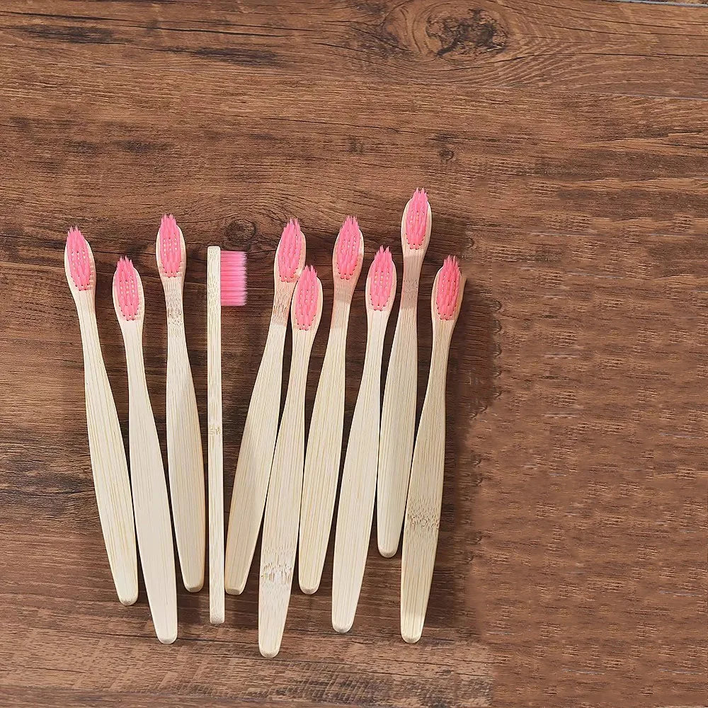10/20pcs Soft Toothbrush Bristles Bamboo Toothbrush Eco Friendly Childrens Toothbrushes Biodegradable Oral Care Tooth Brush Oasis Select 10pcs Pink