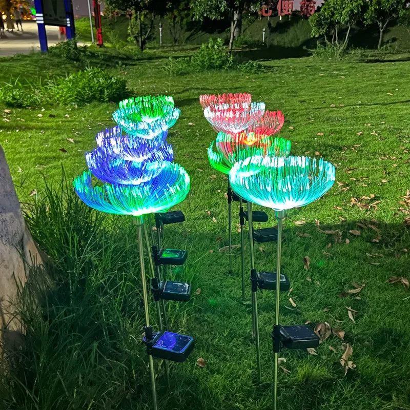 Outdoor Waterproof Solar Led Fiber Optic Jellyfish Light Atmosphere Decorative Light Garden Garden Villa Ground Lawn Light Oasis Select