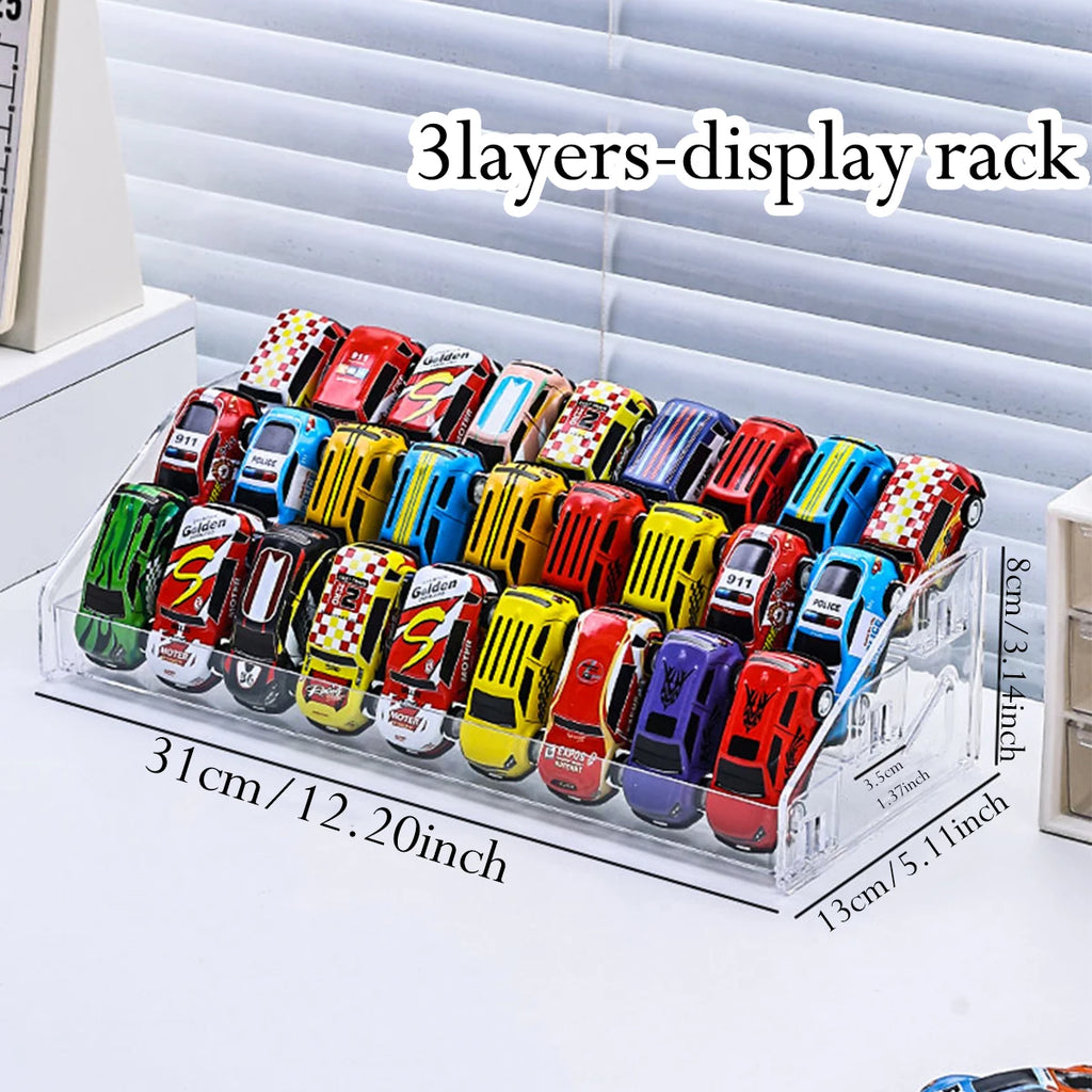 1pc acrylic multi-layer stepped toy car display rack buckle cosmetic home storage rack ideal choice for storage enthusiasts Oasis Select Transparent 3-layer