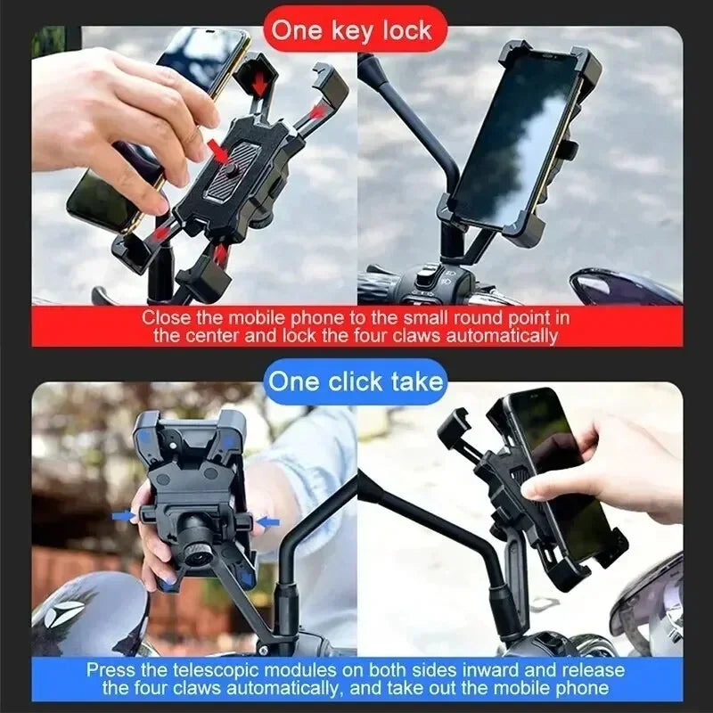 Motorcycle Bike Phone Mount 360° Rotatable Phone Holder for Mountain Bike Moto Motorcycle Stand Bracket Non-slip Cycling Oasis Select