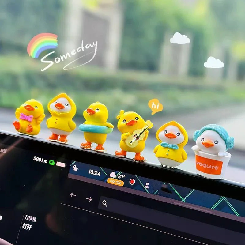 1Set Cartoon Resin Little Yellow Duck Model Car Center Console Decor Cute Car Ornaments Auto Interior Dashboard Accessories Oasis Select