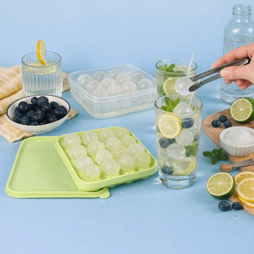 Large Capacity Food-Grade Ice Cube Mold Non-stick 16 Cavity Ice Ball Mold Press Type with Lid and Box Baby Food Mold Summer Oasis Select