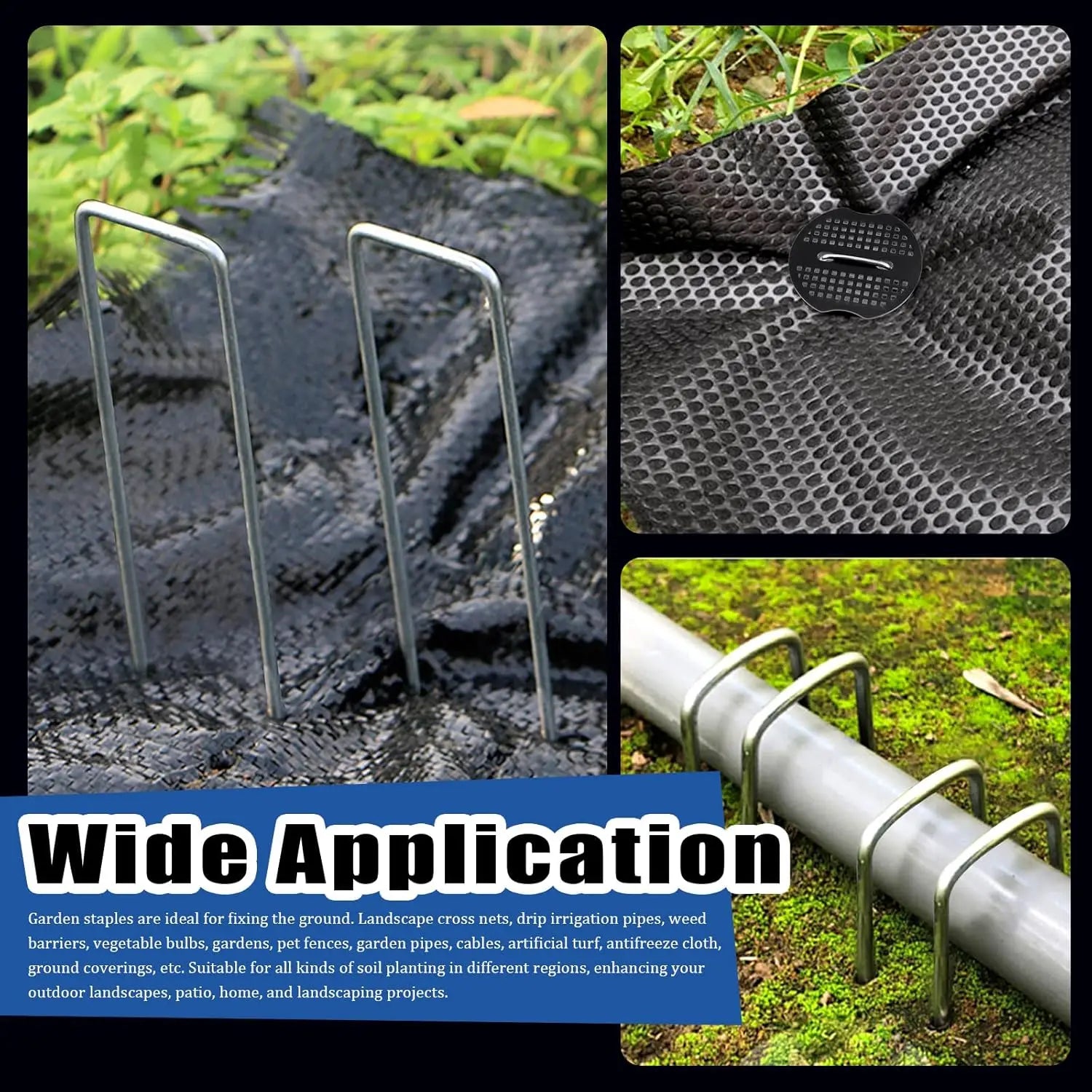Pick Hook Included U-Shaped Garden Stakes Staples with Plastic Fixing Gasket Assortment Kit for Lawn Ground Cover Fence Oasis Select