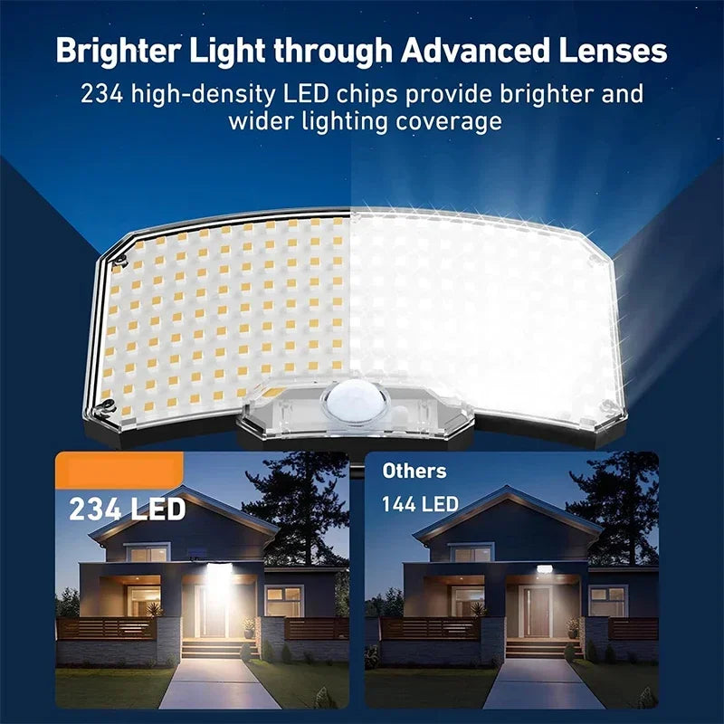 Solar Lights 234 LED Solar Security Lights Outdoor Garden Motion Sensor 3 Modes Waterproof Split Solar Flood Wall Lights Garage Oasis Select