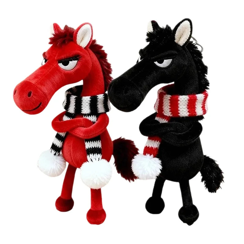 Black Plush Horse Keychain Backpack Pendant Decoration Year of The Horse New Year's Gifts for Boys and Girls 1pcs Oasis Select