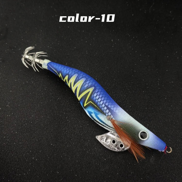 Multi-specification luminous beads wooden shrimp squid hook wooden shrimp set new lightning striped wooden shrimp squid hook exp Oasis Select PURPLE Lightning No. 3.5