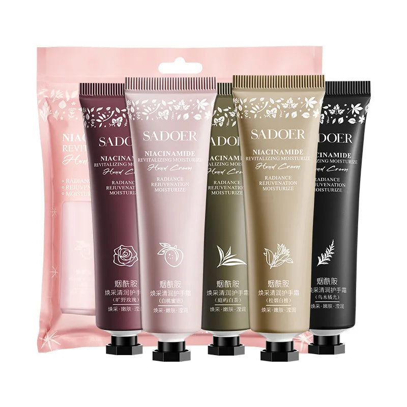 5-Piece Moisturizing Hand Cream Set with Hyaluronic Acid, Plant-Derived Squalane, and Niacinamide Moisturizing Lotion All Skin Oasis Select