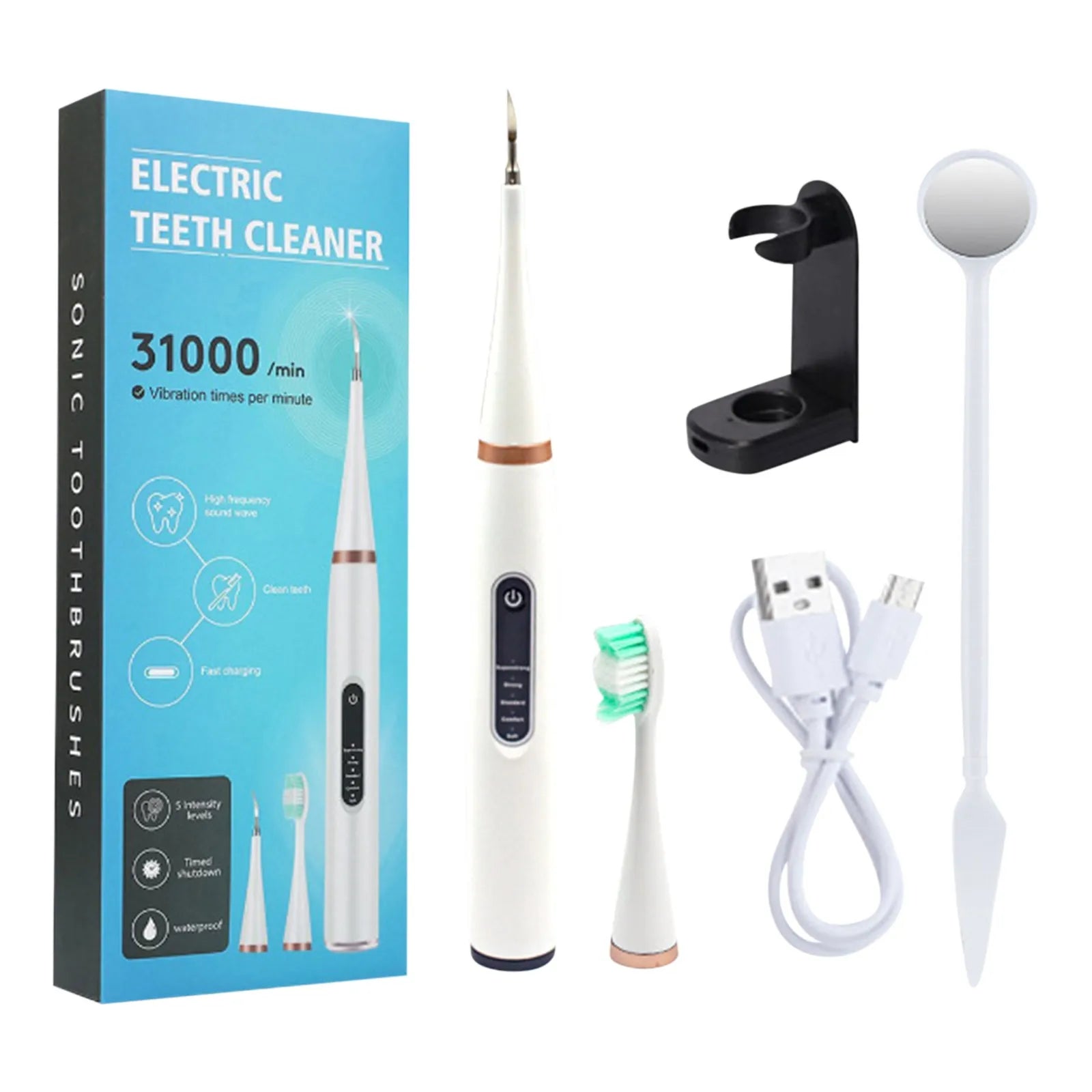 Ultrasonic Portable Electric Dog Toothbrush Professional Plaque Calculus Removal Teeth Whitening for Pet Dental Care Oasis Select White One Size