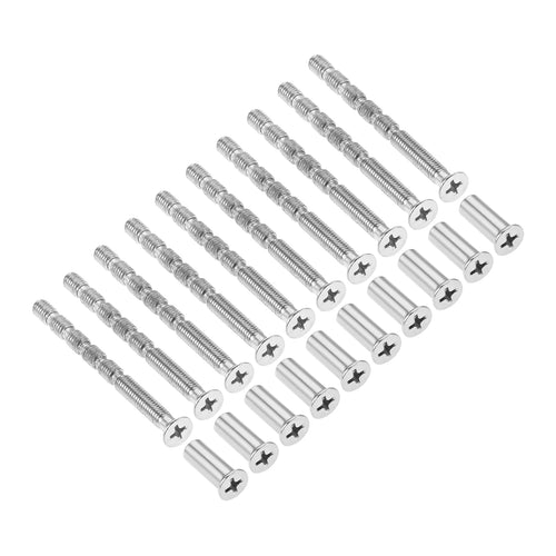 10 Sets Iron Cuttable Bamboo Screws Suitable for Furniture Hardware Door Handles,rosettes and Eye Bolts M5*60mm and Nuts M5*17mm Oasis Select Default Title