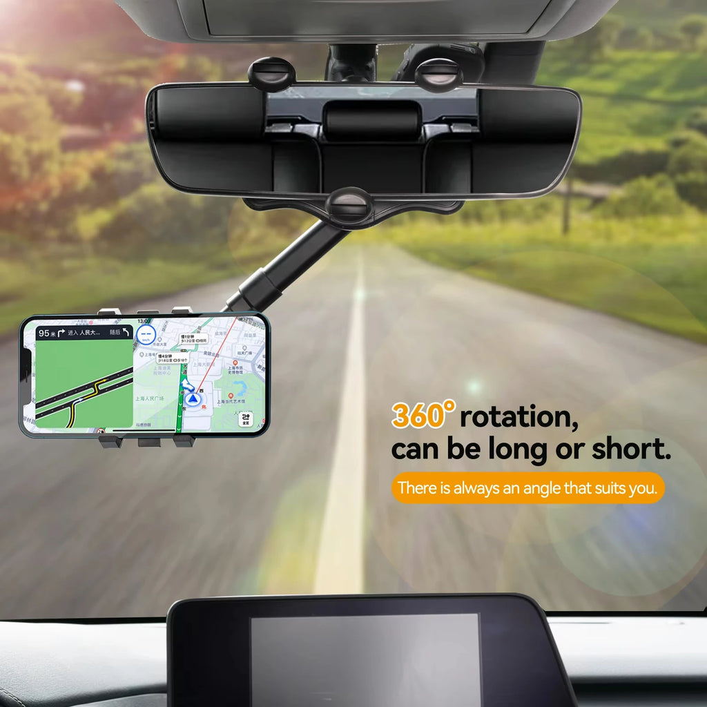 360° Rearview Mirror Car Phone Holder – Universal Mount