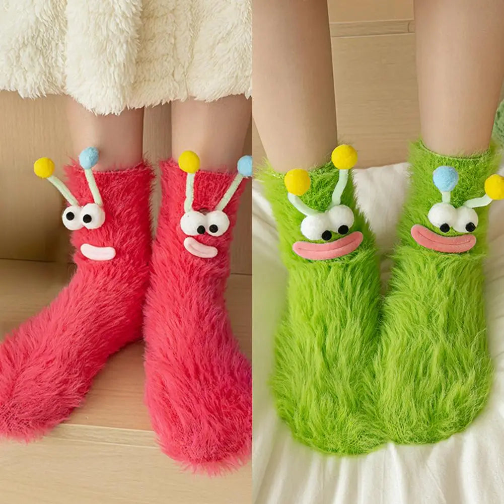 Christmas Autumn Winter Socks Cute Mid-tube Fluffy Floor Sleep Funny Velvety Warm Thick Happy Socks Girls Gift Lady Wholesale Oasis Select