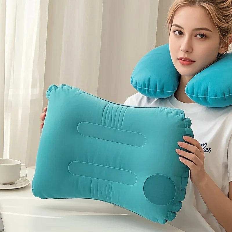 Travel Pillow Air Inflatable Airplane Car Pillows Pillow Folding Press Type Bed Pillow Neck / Waist Cushion Home Office Supplies Oasis Select