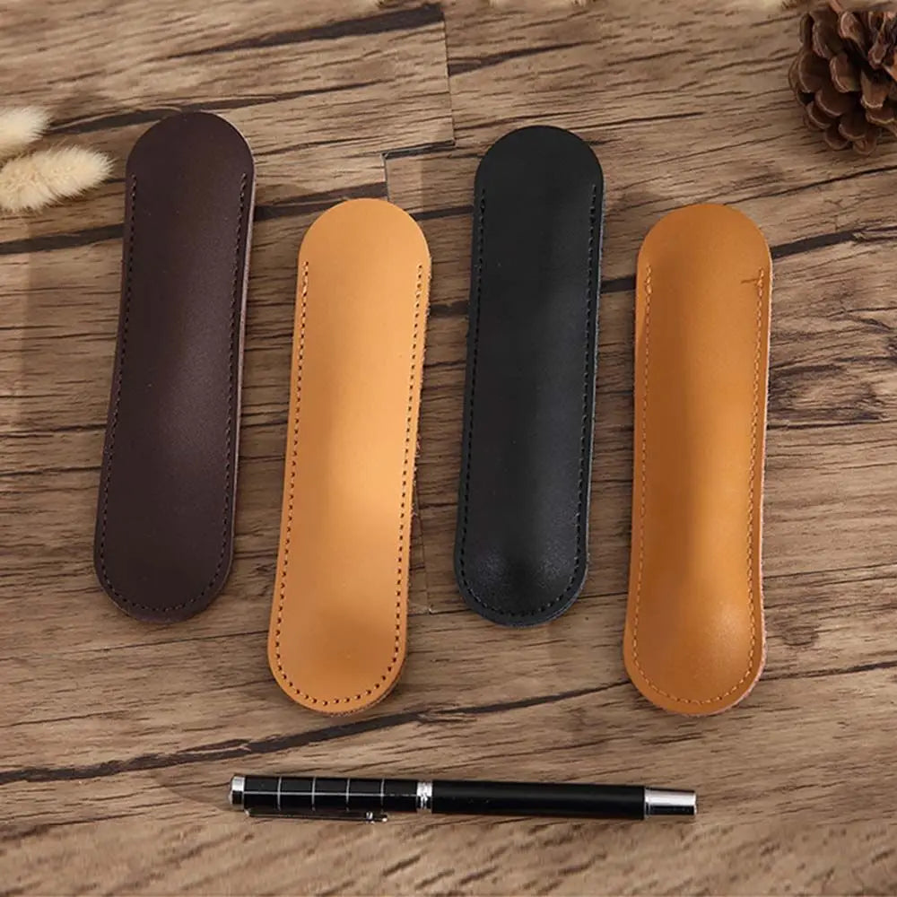 Stationery Pen Storage Cover Handmade School Supplies Cowhide Pen Case Leather Pen Holder Vintage Pen Bag Pen Protector Oasis Select