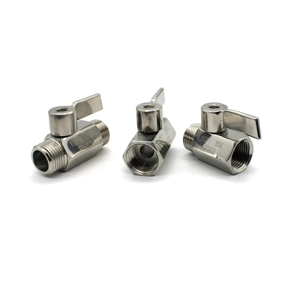 304 Stainless Steel Mini Ball Valve 1 2 3 4 6 Points PN63 Internal Thread External Thread for Water Oil Acid Two-way Ball Valve Oasis Select
