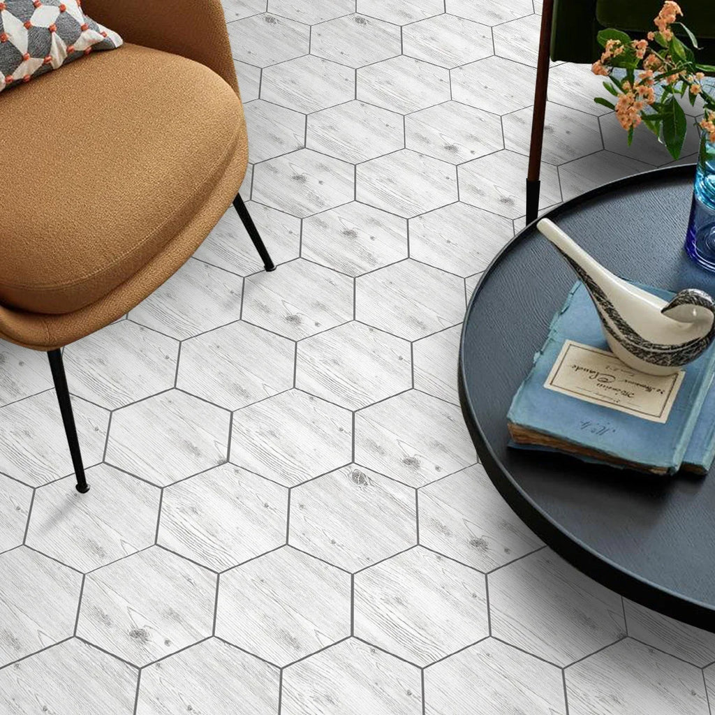 Marble wood grain self-adhesive hexagonal floor stickers waterproof home decoration hexagonal art Mosaic floor stickers Oasis Select